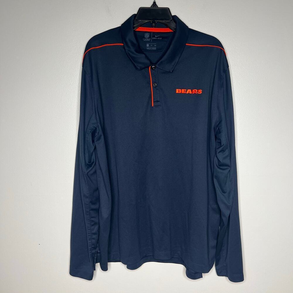 Nike Dri-Fit Men's Chicago Bears Long Sleeve Polo NFL Tailgate Pullover XXL